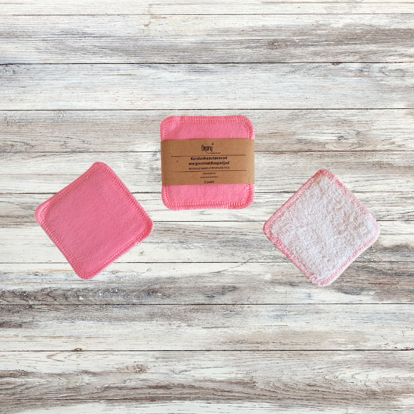 Meigieemalduspadjad, makeup remover pads, Roosa