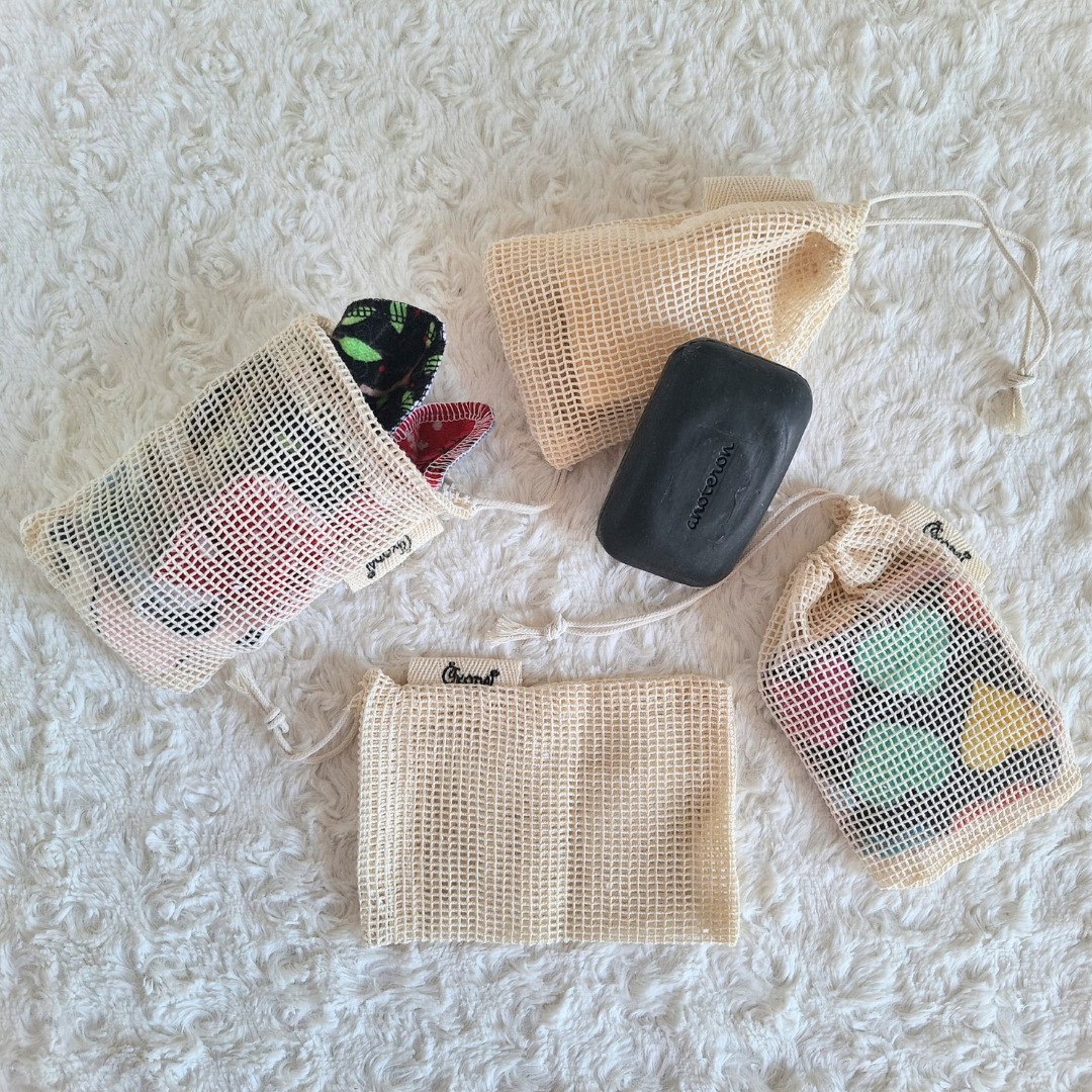 Puuvillane pesukott, seebikott, cotton mesh laundry bag, cotton soap saver pouch